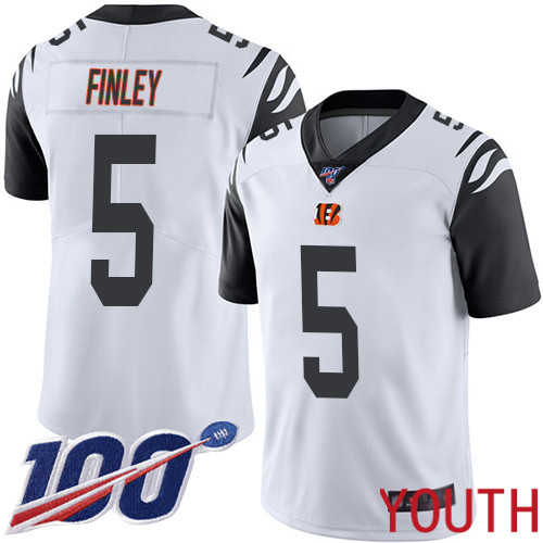 Cincinnati Bengals Limited White Youth Ryan Finley Jersey NFL Footballl 5 100th Season Rush Vapor Untouchable